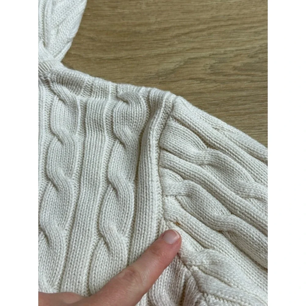 Girls Ralph Lauren cream cable knit full zip sweater size L 12/14 or ADULT XS